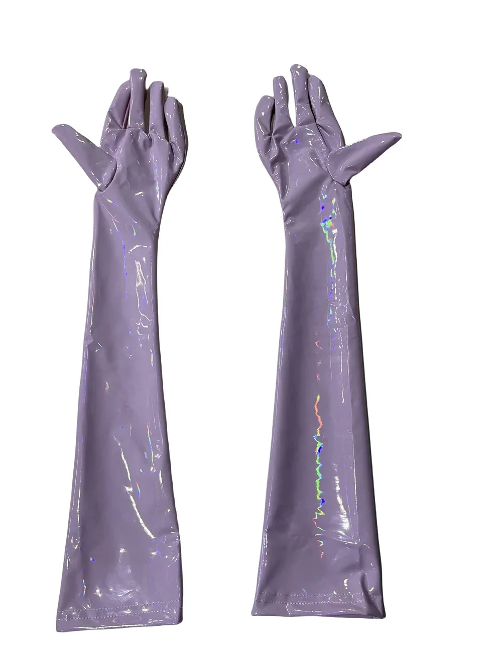 Black PU Faux Leather Gloves Sexy Shiny Punk Long Gloves Role Play Five Finger Gloves Cosplay Accessory