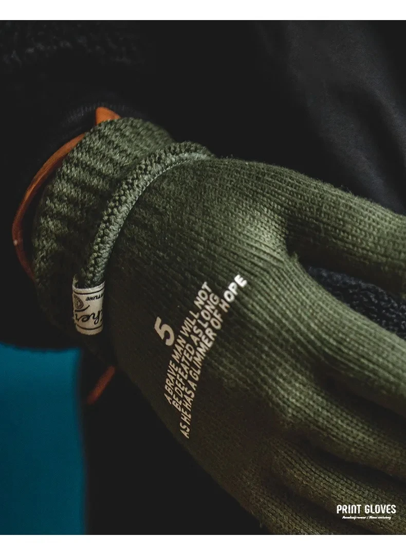Maden Winter Warm Cycling Tactical Gloves Vintage Knitted Print Full-finger Gloves Business Autumn Warm Fashion Gift Gloves