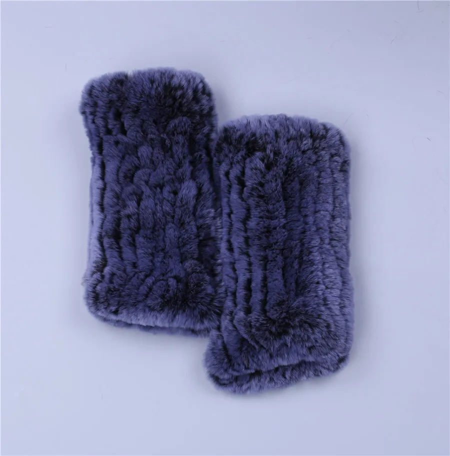 Fashion Real Rex Rabbit Fur Women's Winter Gloves Genuine Fur Mittens Girl Fingerless Gloves Wrist Warmer Elastic Fluffy