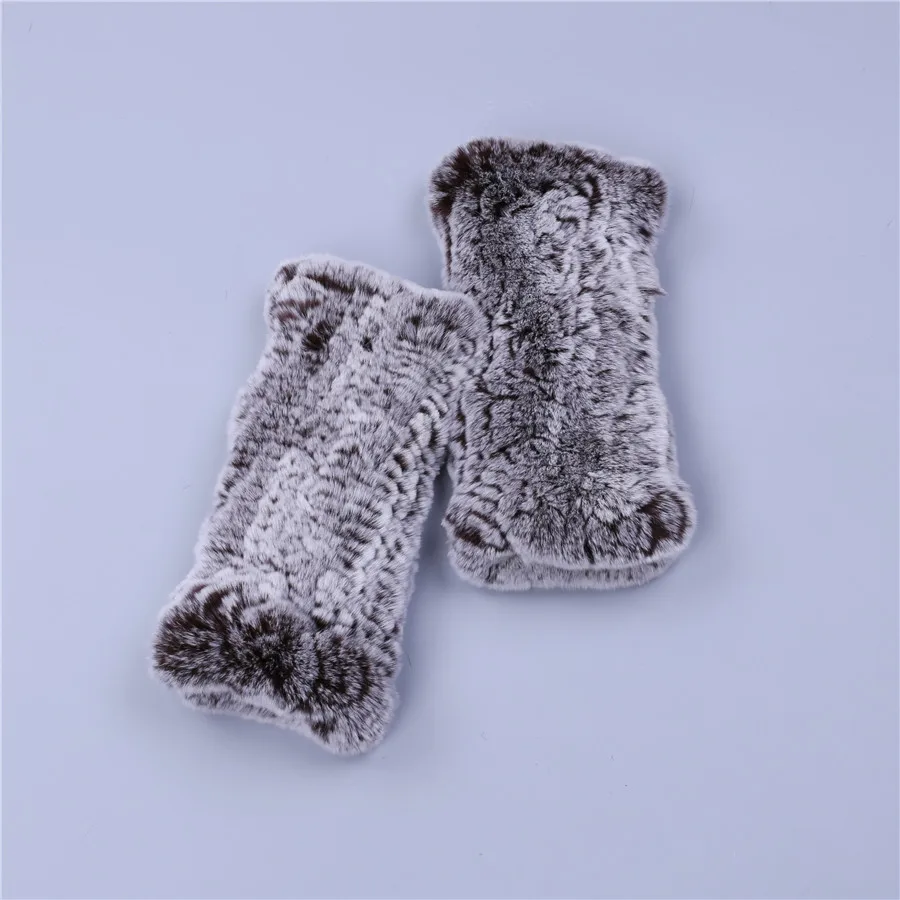Fashion Real Rex Rabbit Fur Women's Winter Gloves Genuine Fur Mittens Girl Fingerless Gloves Wrist Warmer Elastic Fluffy