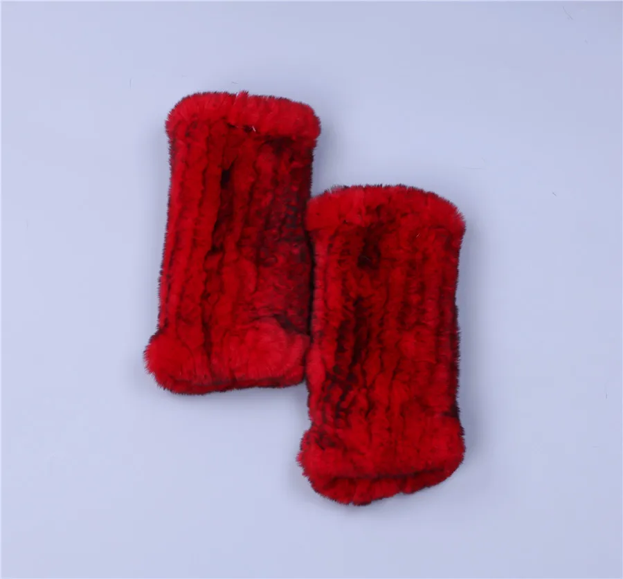 Fashion Real Rex Rabbit Fur Women's Winter Gloves Genuine Fur Mittens Girl Fingerless Gloves Wrist Warmer Elastic Fluffy