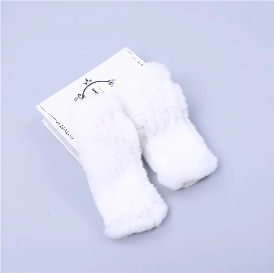Fashion Real Rex Rabbit Fur Women's Winter Gloves Genuine Fur Mittens Girl Fingerless Gloves Wrist Warmer Elastic Fluffy