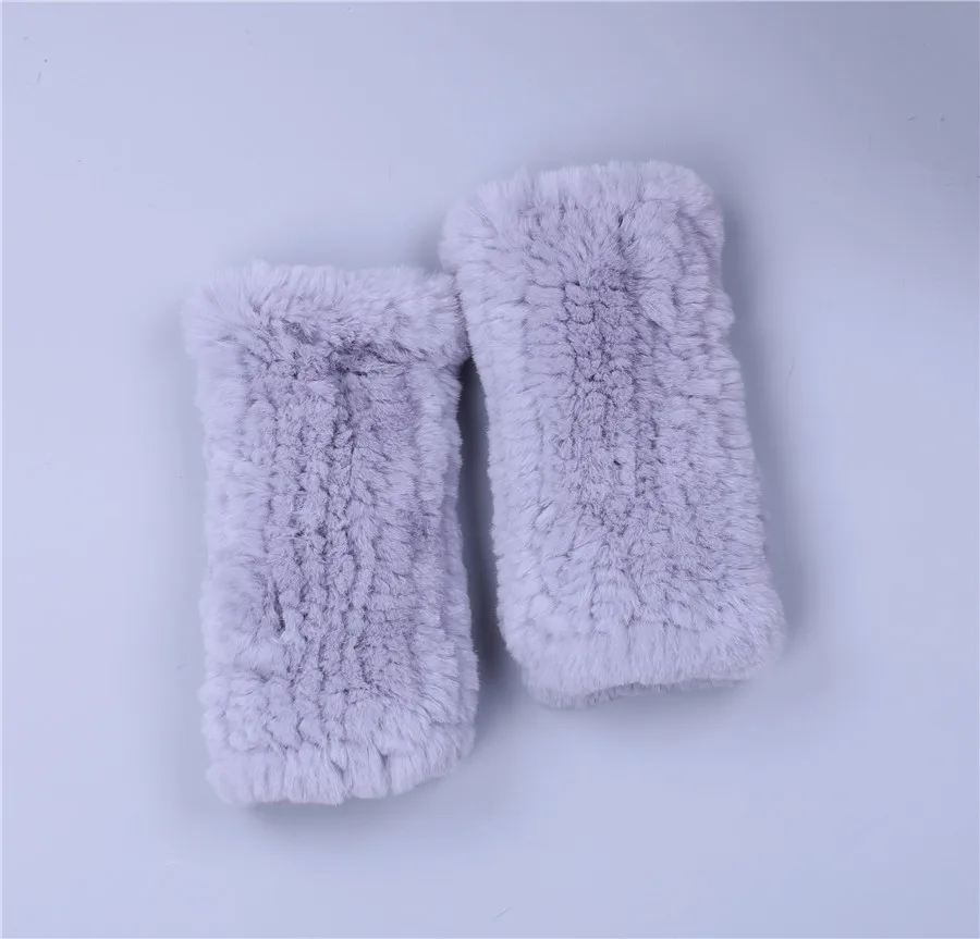 Fashion Real Rex Rabbit Fur Women's Winter Gloves Genuine Fur Mittens Girl Fingerless Gloves Wrist Warmer Elastic Fluffy