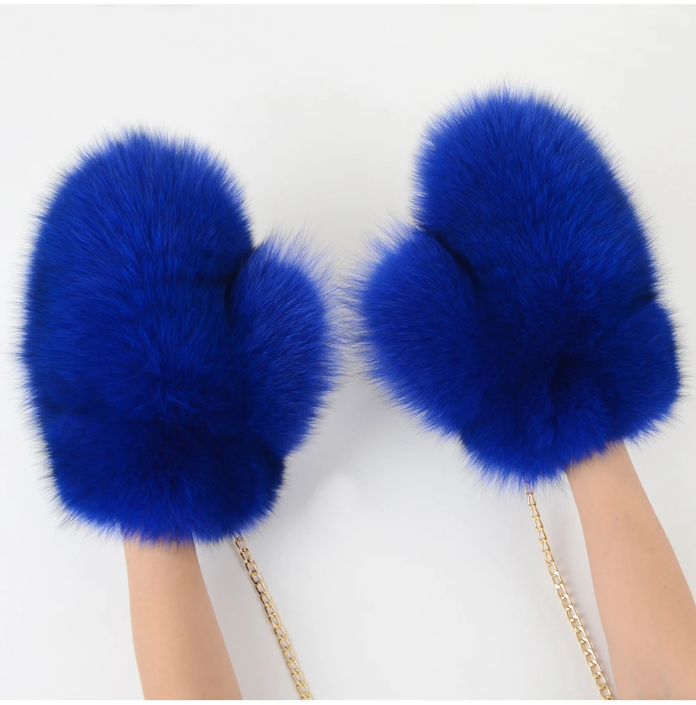 2026 New Brand Winter Women Natural Real Fox Fur Gloves Warm 100% Genuine Fox Fur Mittens Girl Fashion Luxur Real Fox Fur Glove