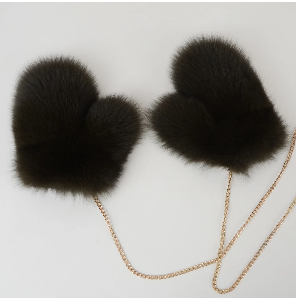 2026 New Brand Winter Women Natural Real Fox Fur Gloves Warm 100% Genuine Fox Fur Mittens Girl Fashion Luxur Real Fox Fur Glove