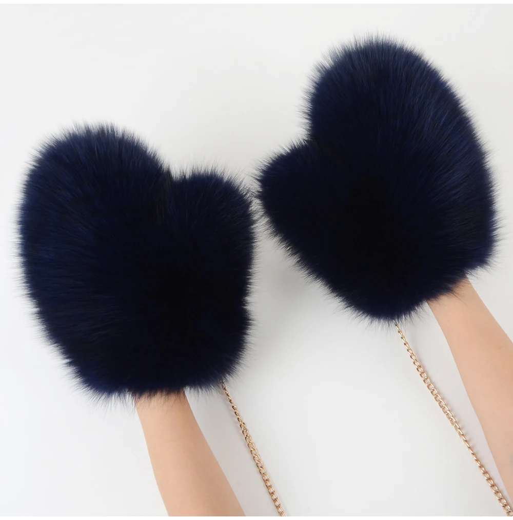 2026 New Brand Winter Women Natural Real Fox Fur Gloves Warm 100% Genuine Fox Fur Mittens Girl Fashion Luxur Real Fox Fur Glove
