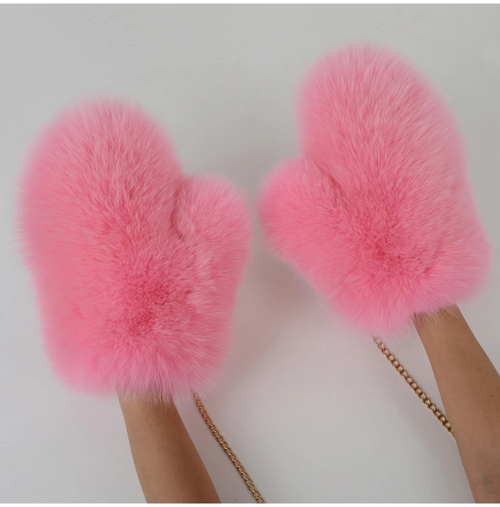 2026 New Brand Winter Women Natural Real Fox Fur Gloves Warm 100% Genuine Fox Fur Mittens Girl Fashion Luxur Real Fox Fur Glove