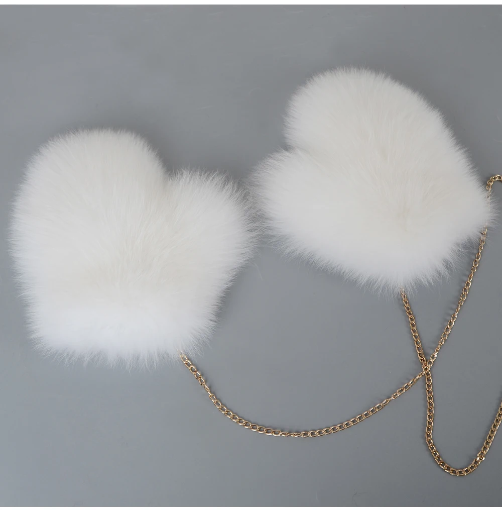 2026 New Brand Winter Women Natural Real Fox Fur Gloves Warm 100% Genuine Fox Fur Mittens Girl Fashion Luxur Real Fox Fur Glove