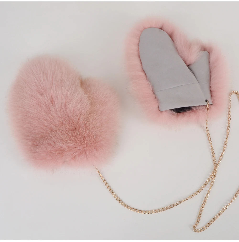 2026 New Brand Winter Women Natural Real Fox Fur Gloves Warm 100% Genuine Fox Fur Mittens Girl Fashion Luxur Real Fox Fur Glove