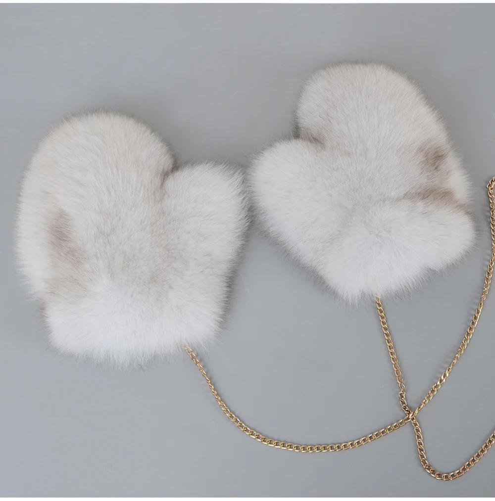 2026 New Brand Winter Women Natural Real Fox Fur Gloves Warm 100% Genuine Fox Fur Mittens Girl Fashion Luxur Real Fox Fur Glove