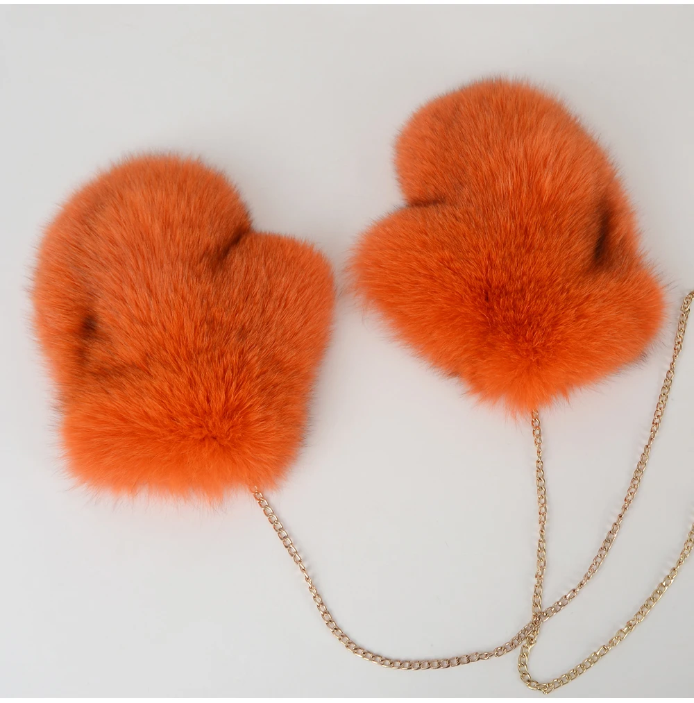 2026 New Brand Winter Women Natural Real Fox Fur Gloves Warm 100% Genuine Fox Fur Mittens Girl Fashion Luxur Real Fox Fur Glove