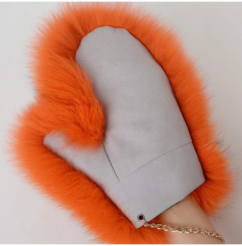 2026 New Brand Winter Women Natural Real Fox Fur Gloves Warm 100% Genuine Fox Fur Mittens Girl Fashion Luxur Real Fox Fur Glove