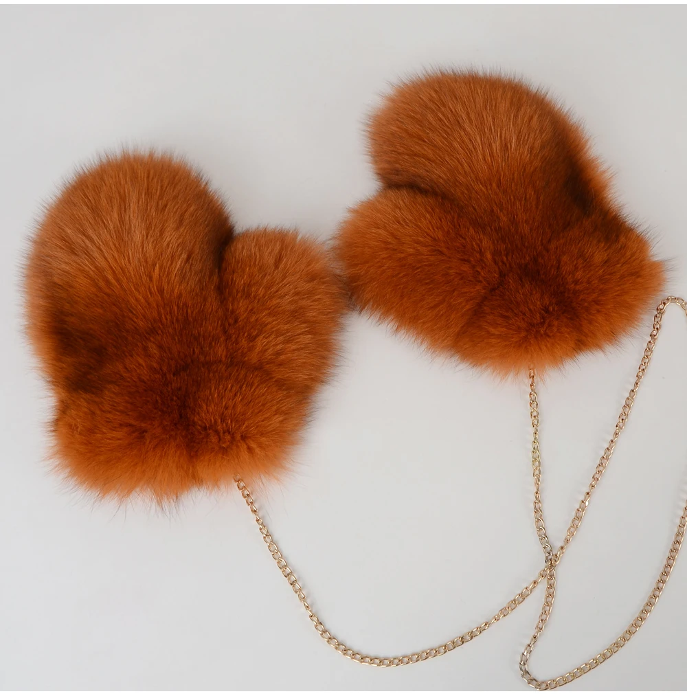 2026 New Brand Winter Women Natural Real Fox Fur Gloves Warm 100% Genuine Fox Fur Mittens Girl Fashion Luxur Real Fox Fur Glove