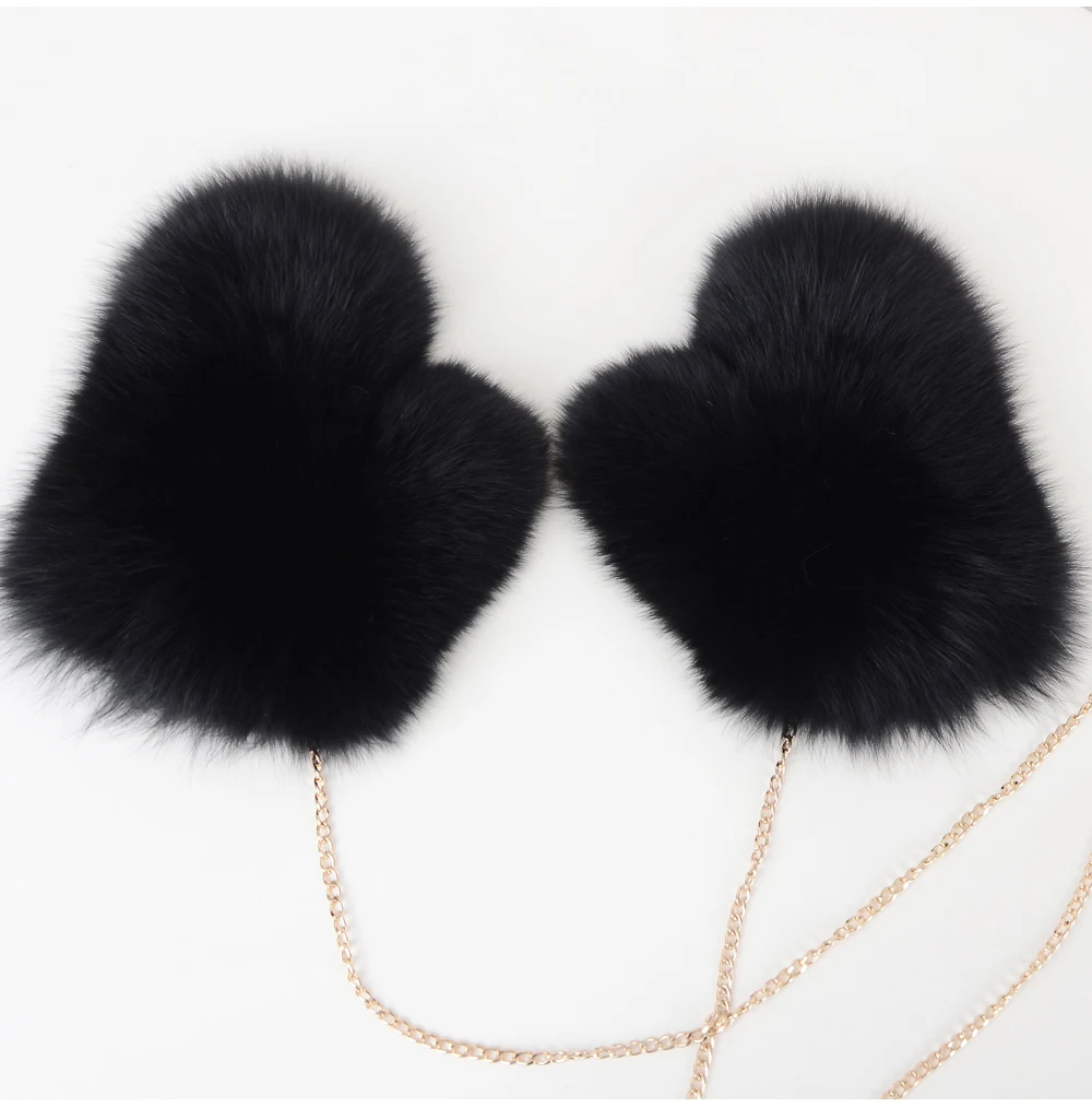 2026 New Brand Winter Women Natural Real Fox Fur Gloves Warm 100% Genuine Fox Fur Mittens Girl Fashion Luxur Real Fox Fur Glove