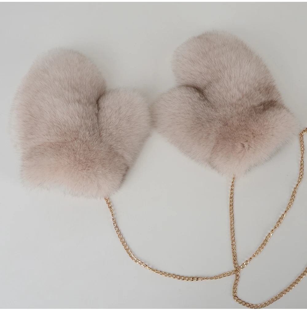 2026 New Brand Winter Women Natural Real Fox Fur Gloves Warm 100% Genuine Fox Fur Mittens Girl Fashion Luxur Real Fox Fur Glove