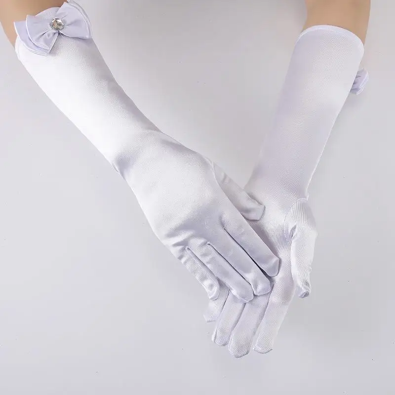 Girl Snow White Gloves Dress Up Party Supplies Children Princess Cosplay Costume For Elsa Anna Belle Gloves Pink Purplle Yellow
