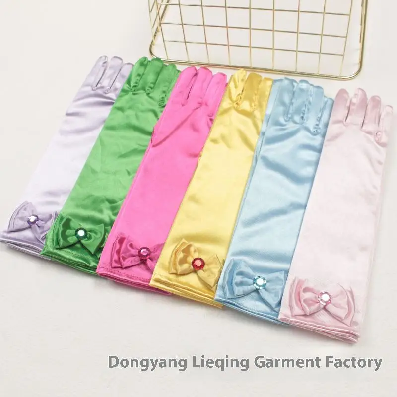 Girl Snow White Gloves Dress Up Party Supplies Children Princess Cosplay Costume For Elsa Anna Belle Gloves Pink Purplle Yellow