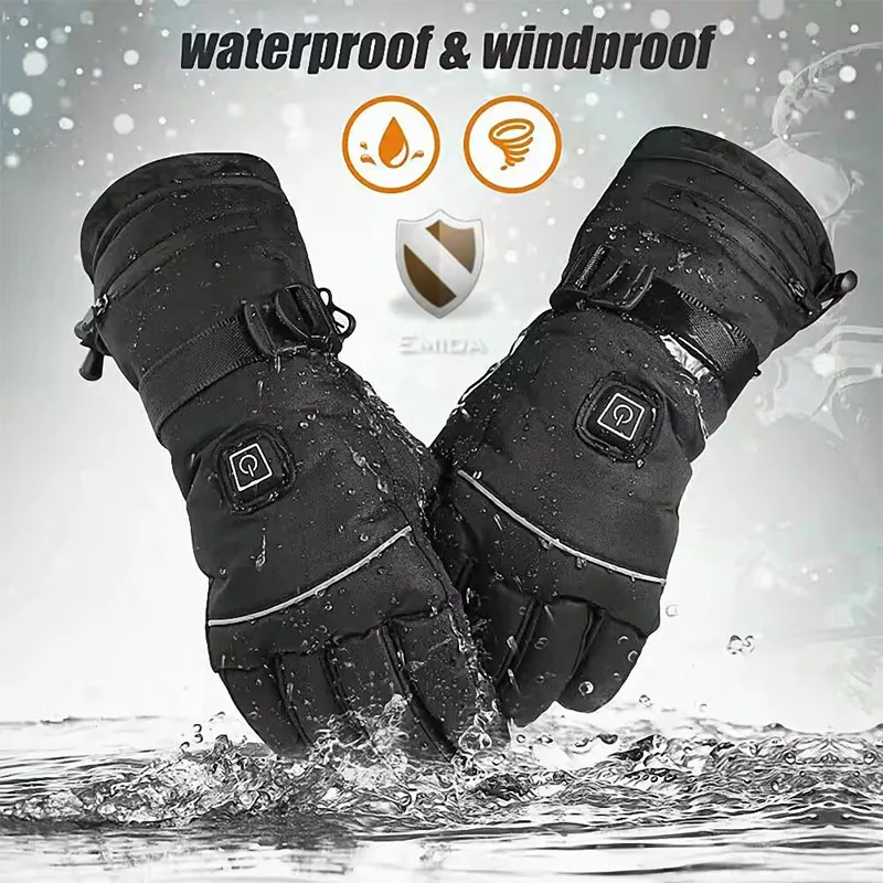 Heated Winter Gloves Thermal for Men And Women with Battery Case Motorcycle Skiing Warm Water-Resistant Cycling Heating Gloves