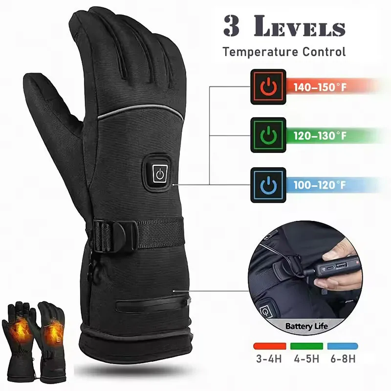 Heated Winter Gloves Thermal for Men And Women with Battery Case Motorcycle Skiing Warm Water-Resistant Cycling Heating Gloves