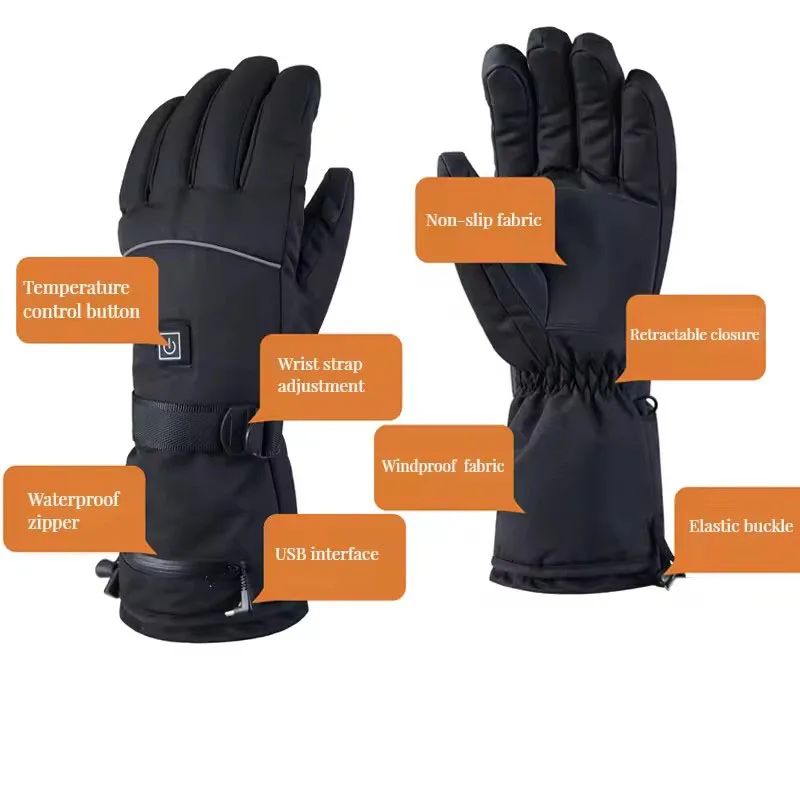 Heated Winter Gloves Thermal for Men And Women with Battery Case Motorcycle Skiing Warm Water-Resistant Cycling Heating Gloves