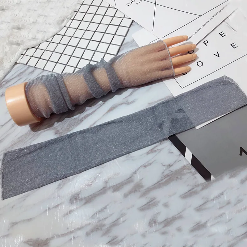 Summer Women Sexy Hollow Transparent Sun Protection Drive Breathable Cycling Fingerless Gloves Quick Dry Prom Cosplay Etiquette