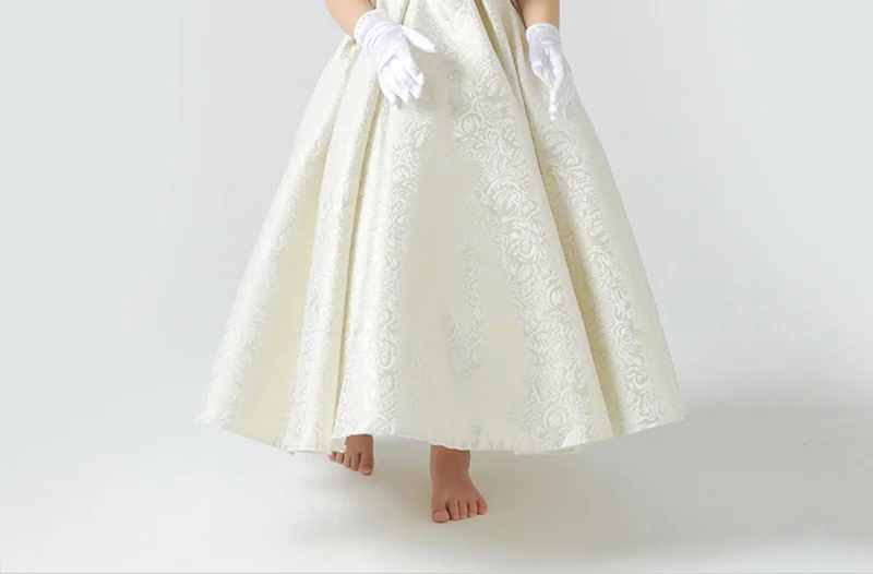 Girl Pearl Short Lace Bow Children Princess Dance Dress Glove Kids White Elastic Spandex Satin Party Formal Etiquette Mitten G79