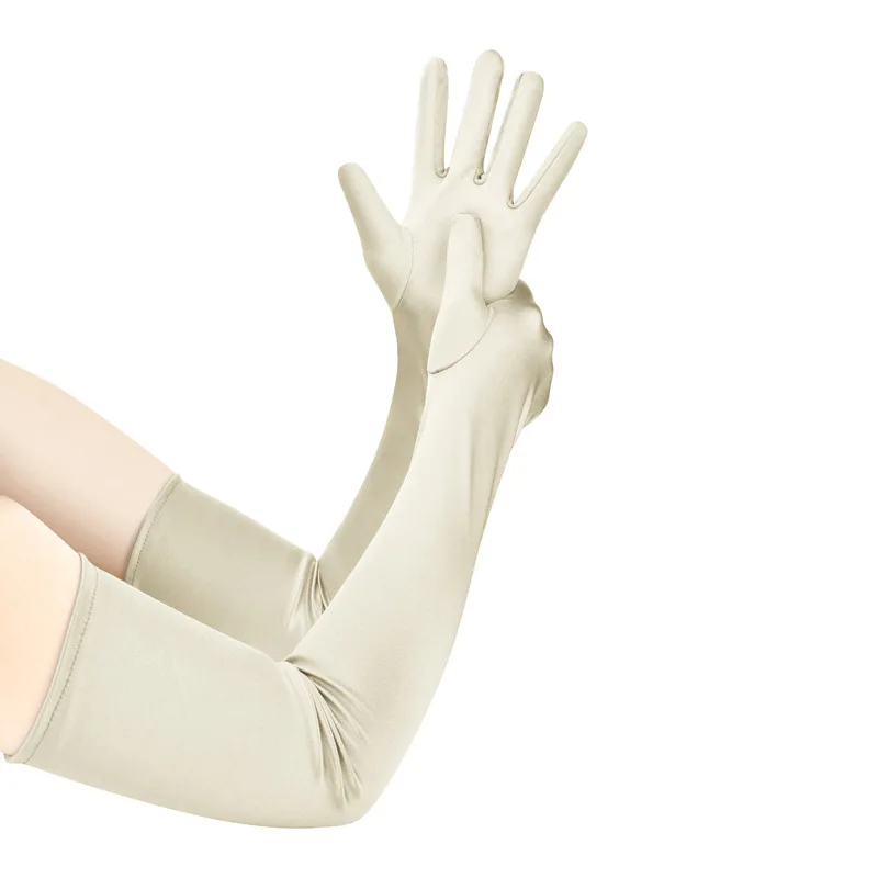 53CM Women Spandex Long Gloves Multicolor Navy Blue Solid Stage Performance Masquerade Party Cosplay Opera Breathable