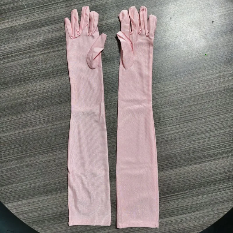 53CM Women Spandex Long Gloves Multicolor Navy Blue Solid Stage Performance Masquerade Party Cosplay Opera Breathable