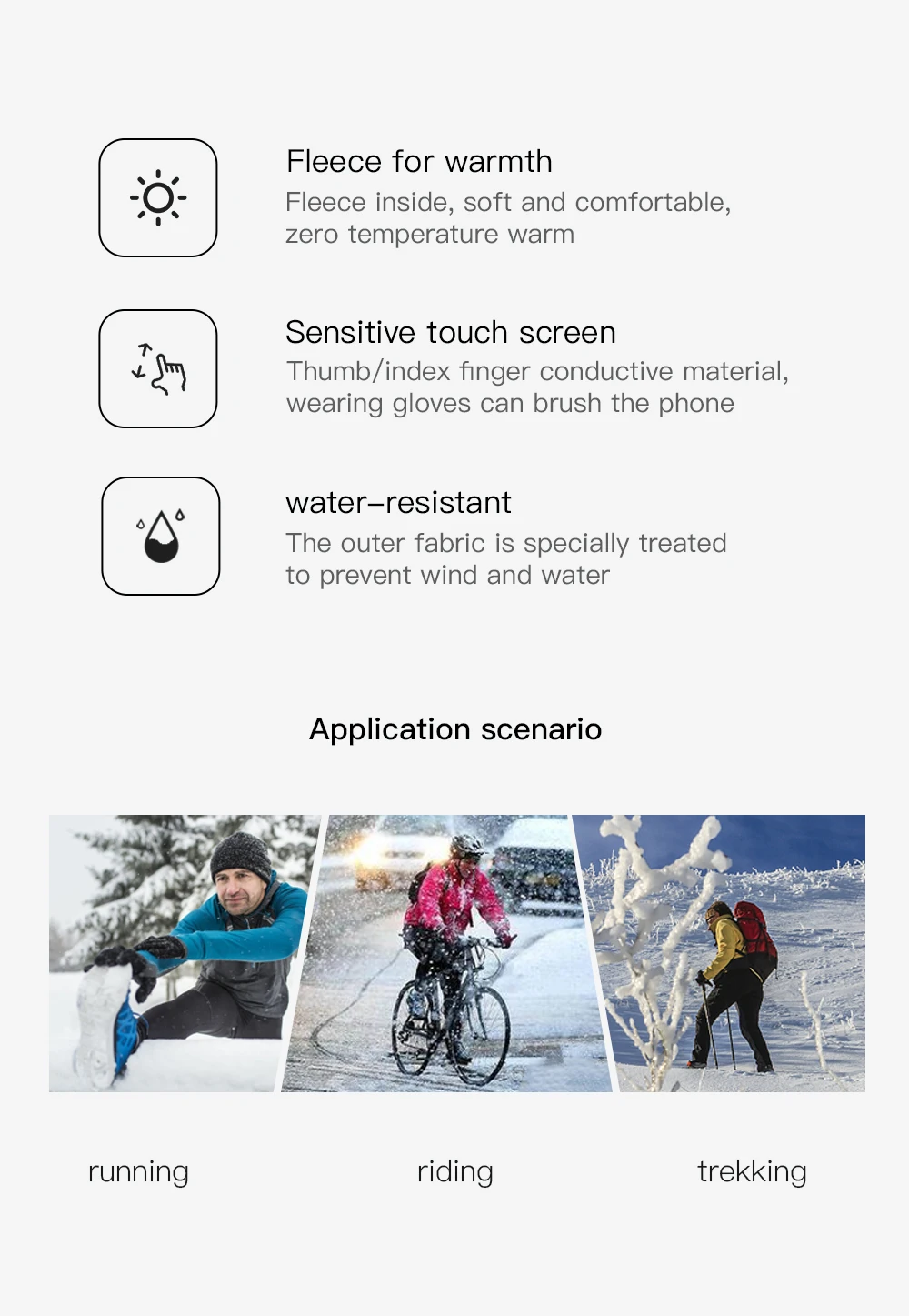 Winter Sports Plus Velvet Warm Gloves For Men And Women Touch Screen Ski Cycling Bicycle Riding Cold-Proof Outdoor Gloves