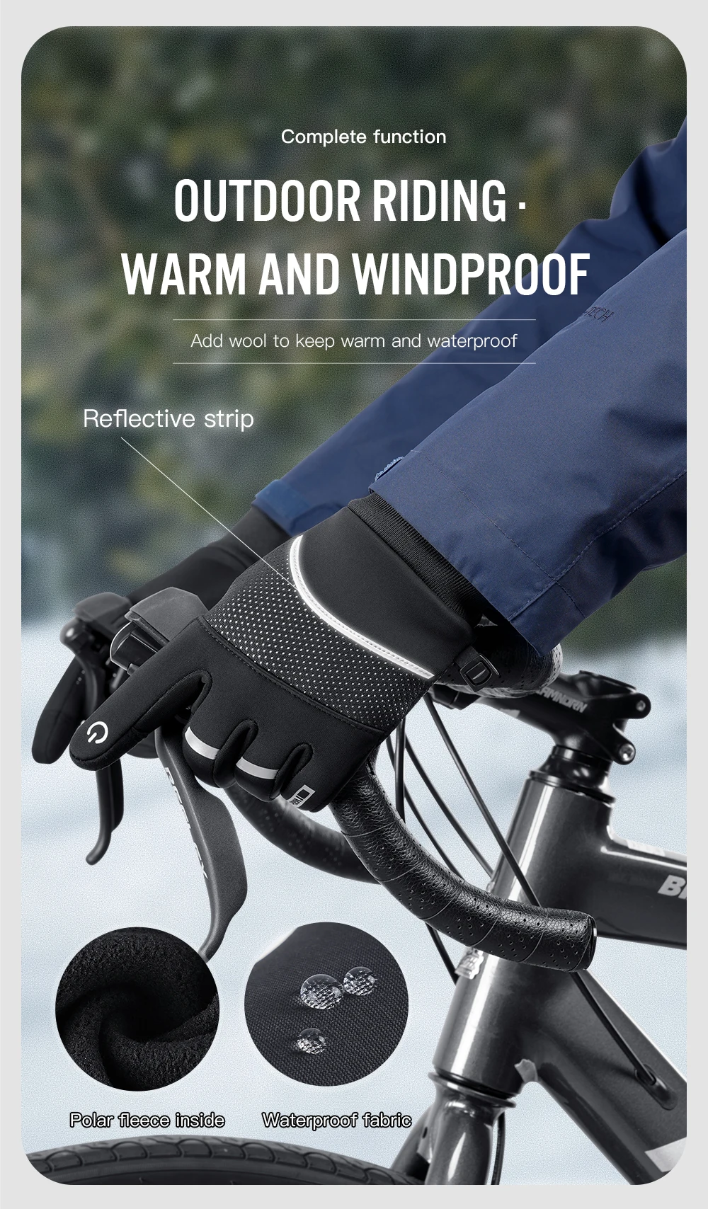 Winter Sports Plus Velvet Warm Gloves For Men And Women Touch Screen Ski Cycling Bicycle Riding Cold-Proof Outdoor Gloves