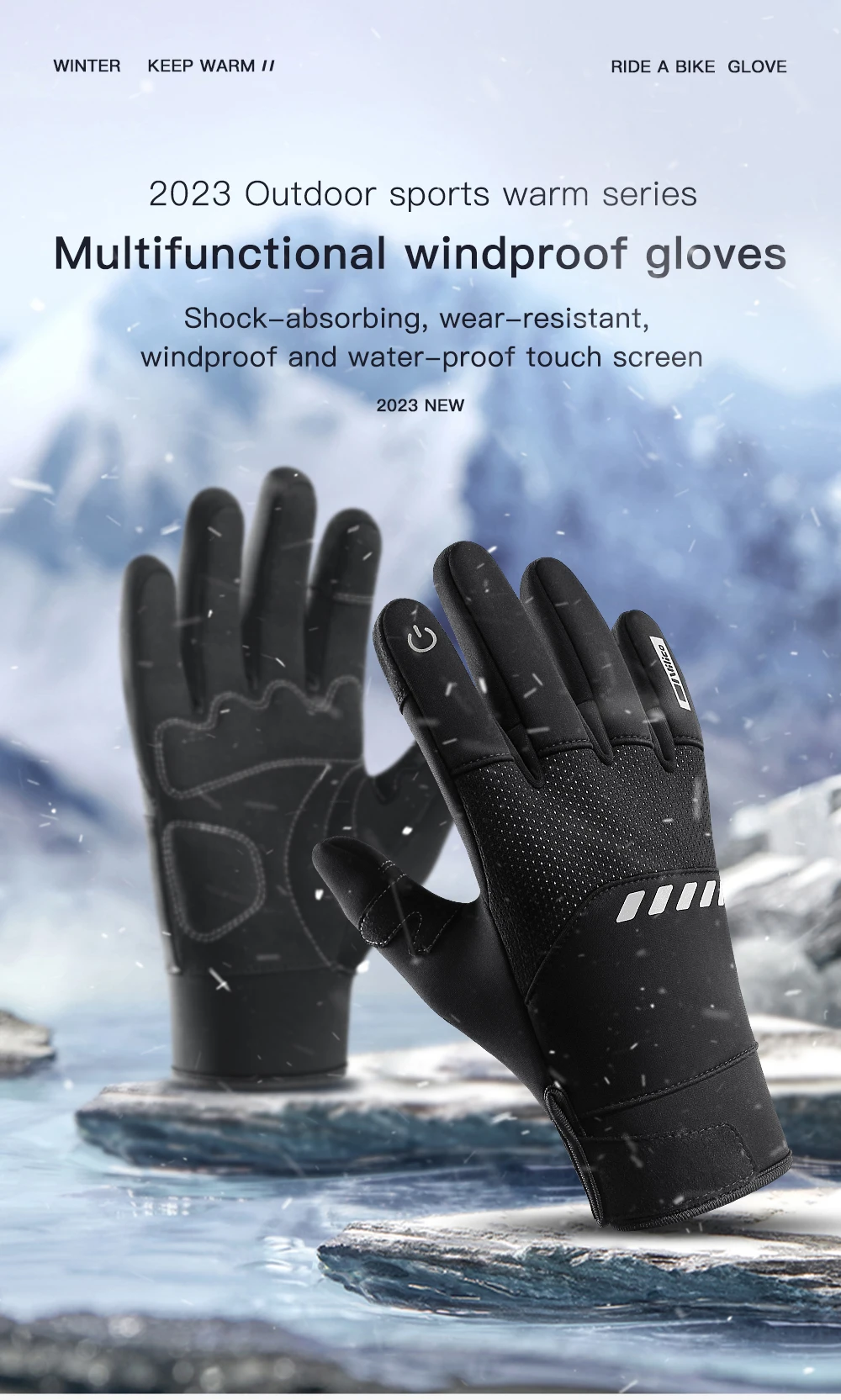 Winter Sports Plus Velvet Warm Gloves For Men And Women Touch Screen Ski Cycling Bicycle Riding Cold-Proof Outdoor Gloves