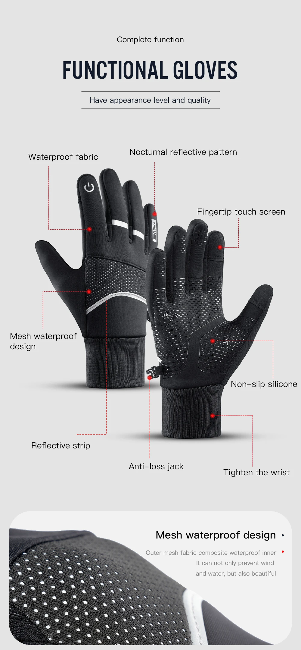 Winter Sports Plus Velvet Warm Gloves For Men And Women Touch Screen Ski Cycling Bicycle Riding Cold-Proof Outdoor Gloves