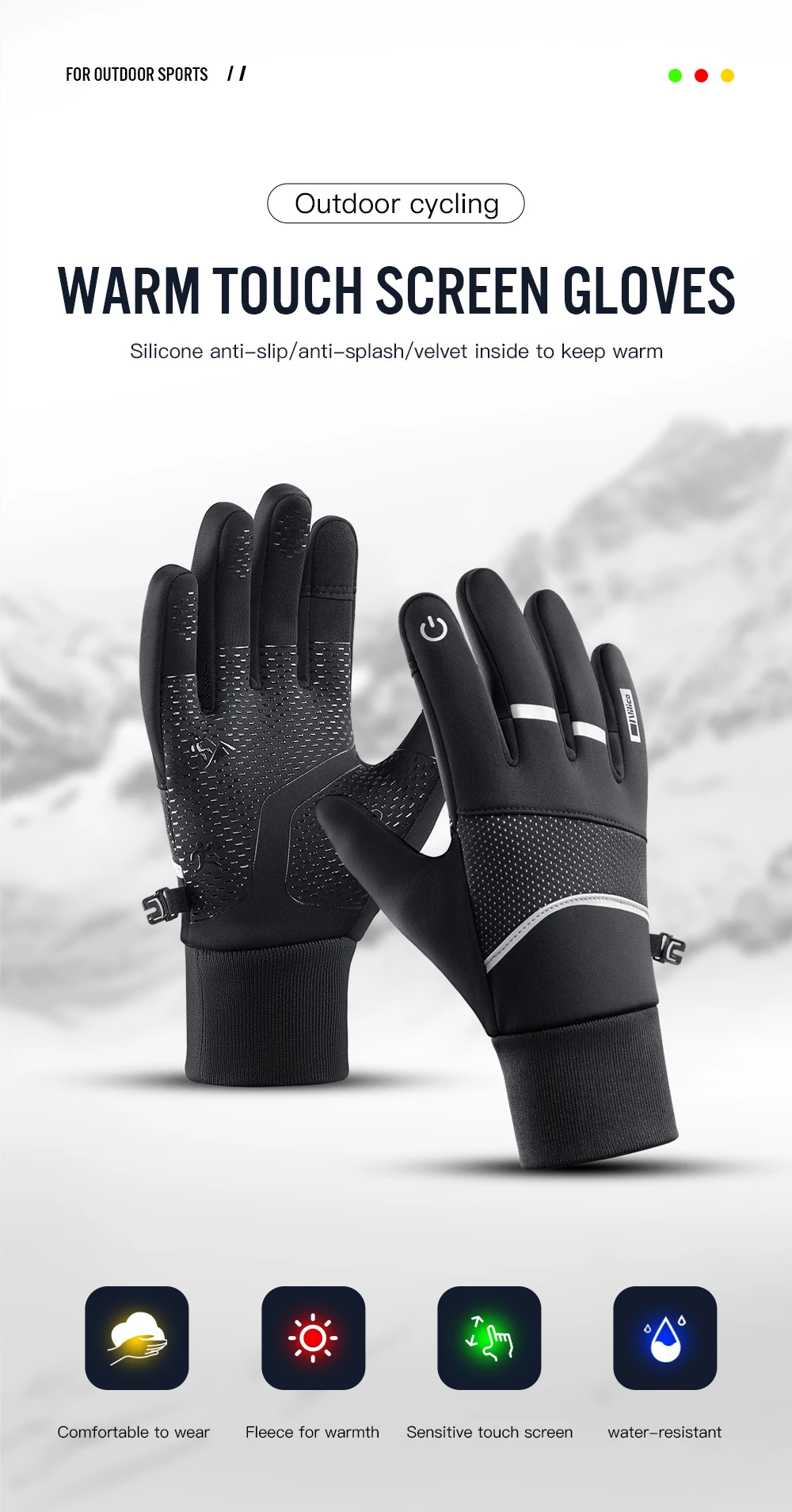 Winter Sports Plus Velvet Warm Gloves For Men And Women Touch Screen Ski Cycling Bicycle Riding Cold-Proof Outdoor Gloves