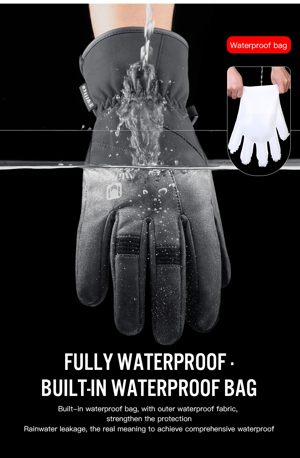 New Waterproof Winter Gloves Men Touchscreen Non-Slip Unisex thickening Windproof Warm Cycling Cold Gloves Fashion Sports Gloves