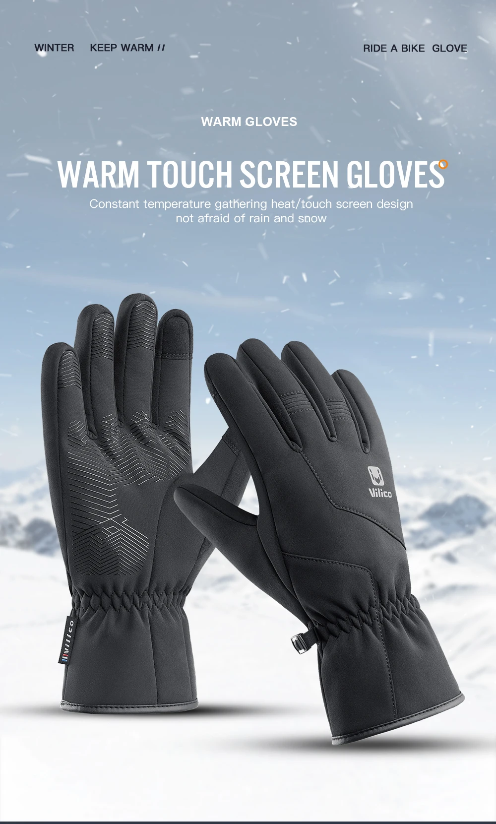 New Waterproof Winter Gloves Men Touchscreen Non-Slip Unisex thickening Windproof Warm Cycling Cold Gloves Fashion Sports Gloves