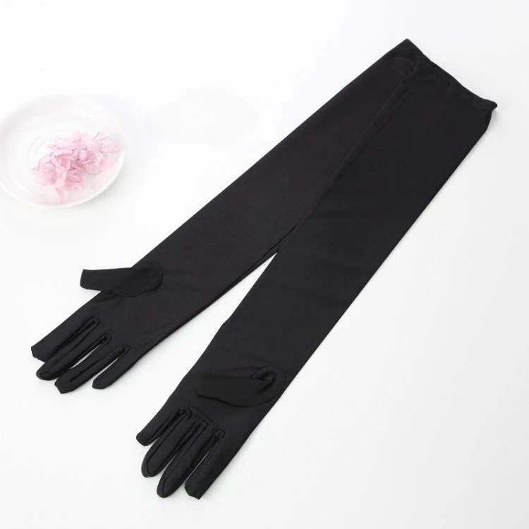 Fashion Long Gloves Satin Opera Evening Party Prom Costume Glove Black White Pink Gray Beige Red 2024 New Hot Sale Hand Gloves