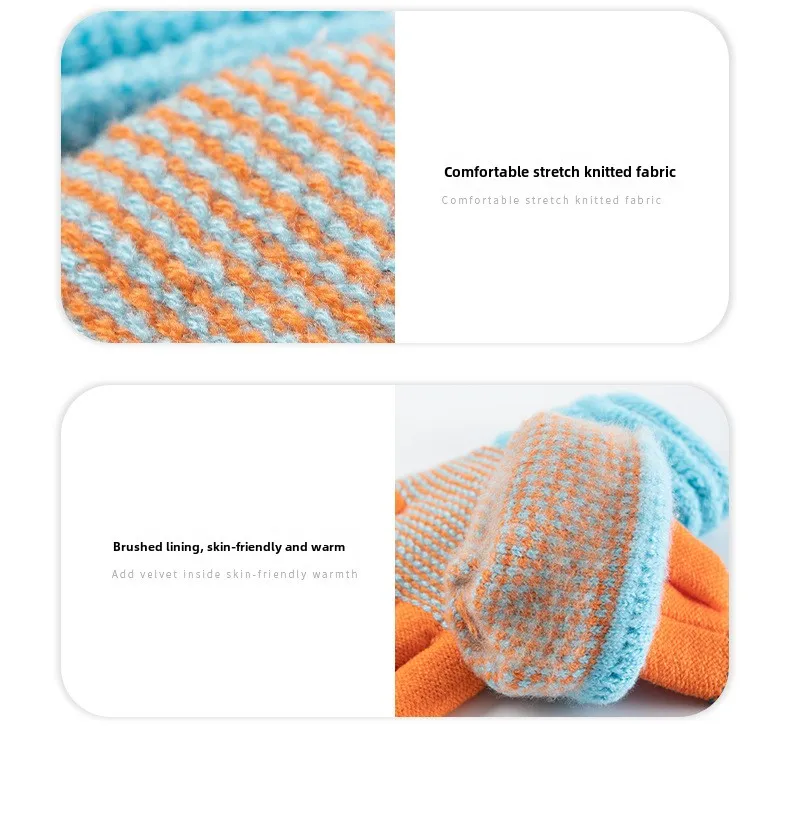 Autumn and Winter Women's Knitted Winter Gloves Cashmere Knitted Women's Warm Thick Gloves Touch Screen Ski Gloves