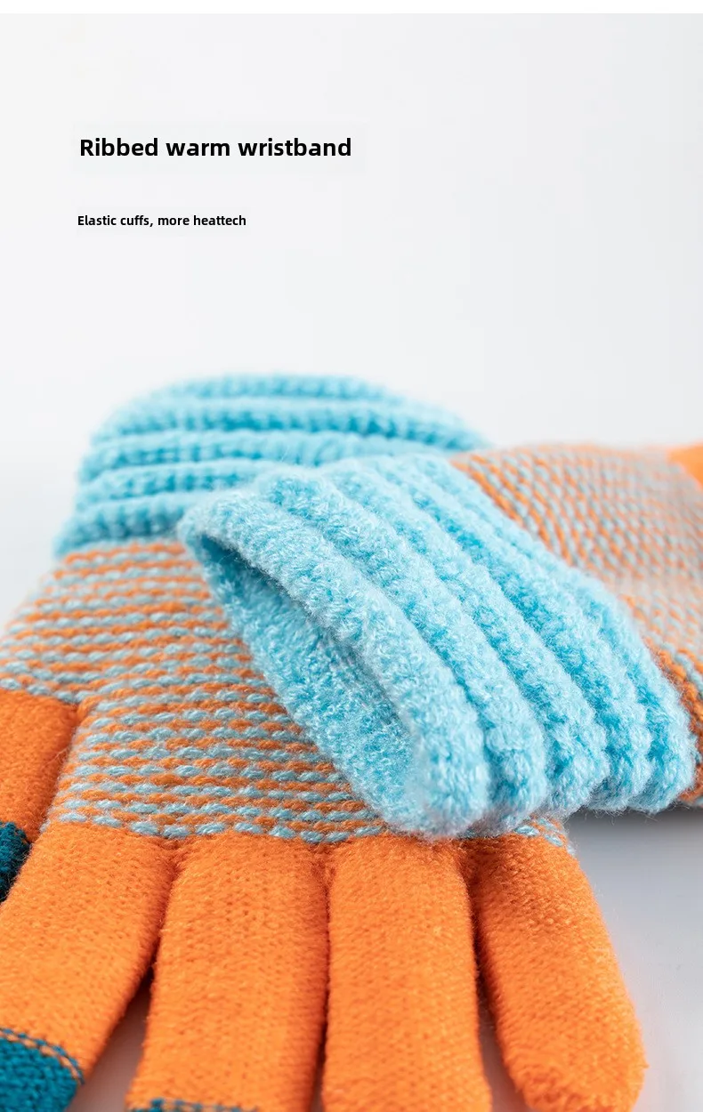 Autumn and Winter Women's Knitted Winter Gloves Cashmere Knitted Women's Warm Thick Gloves Touch Screen Ski Gloves