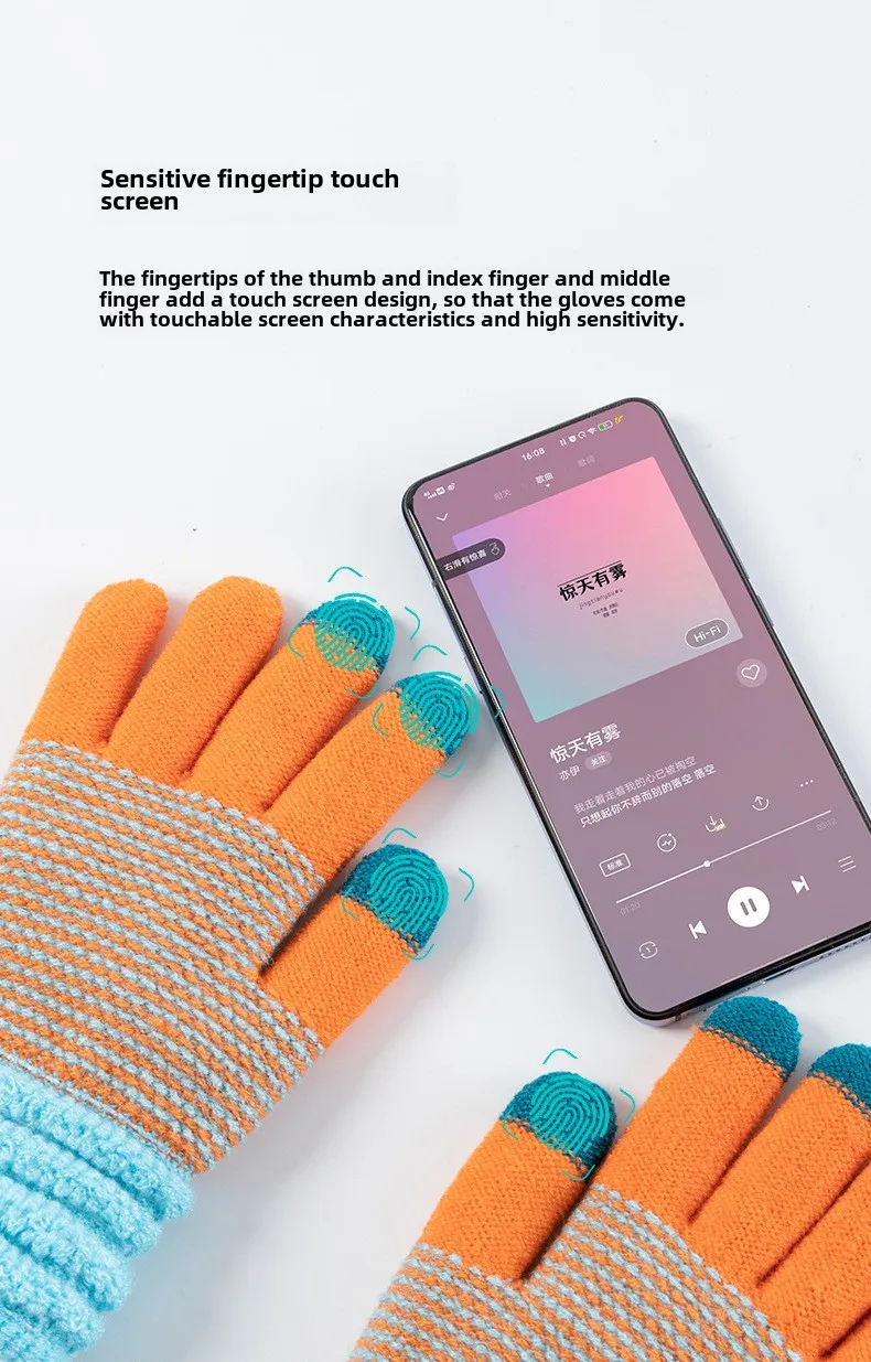 Autumn and Winter Women's Knitted Winter Gloves Cashmere Knitted Women's Warm Thick Gloves Touch Screen Ski Gloves