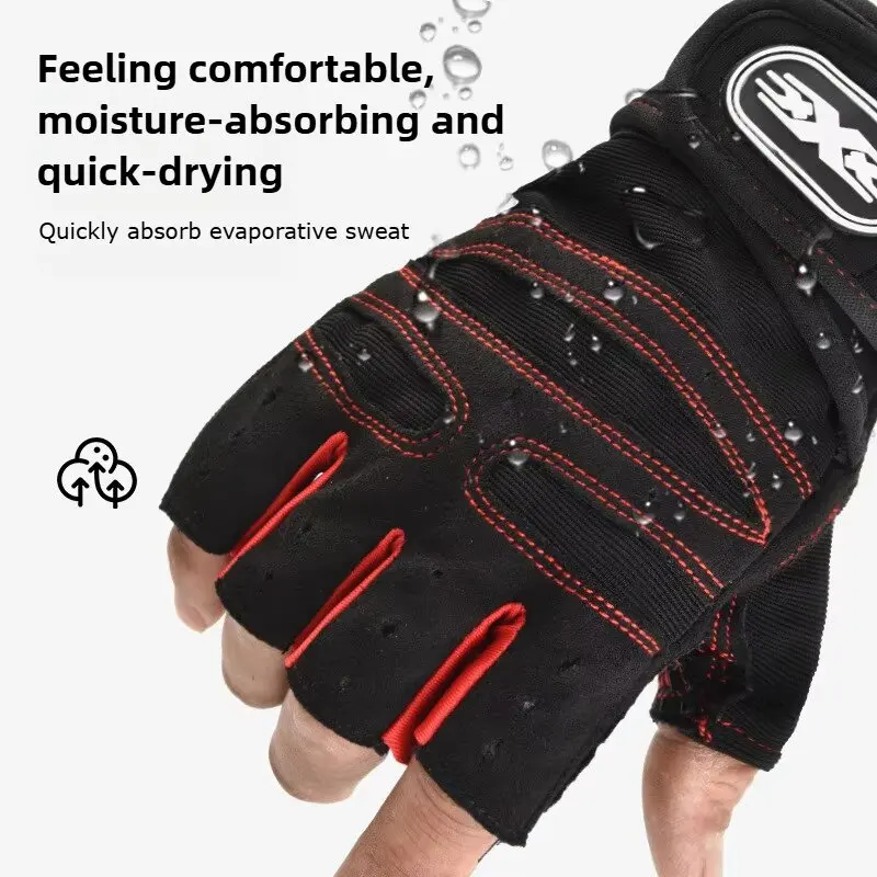 Workout Gloves for Men Women Half Finger Glove with Wrist Wrap for Sport Weight Lifting Training Bicycle Motorcyclist Gym Glove