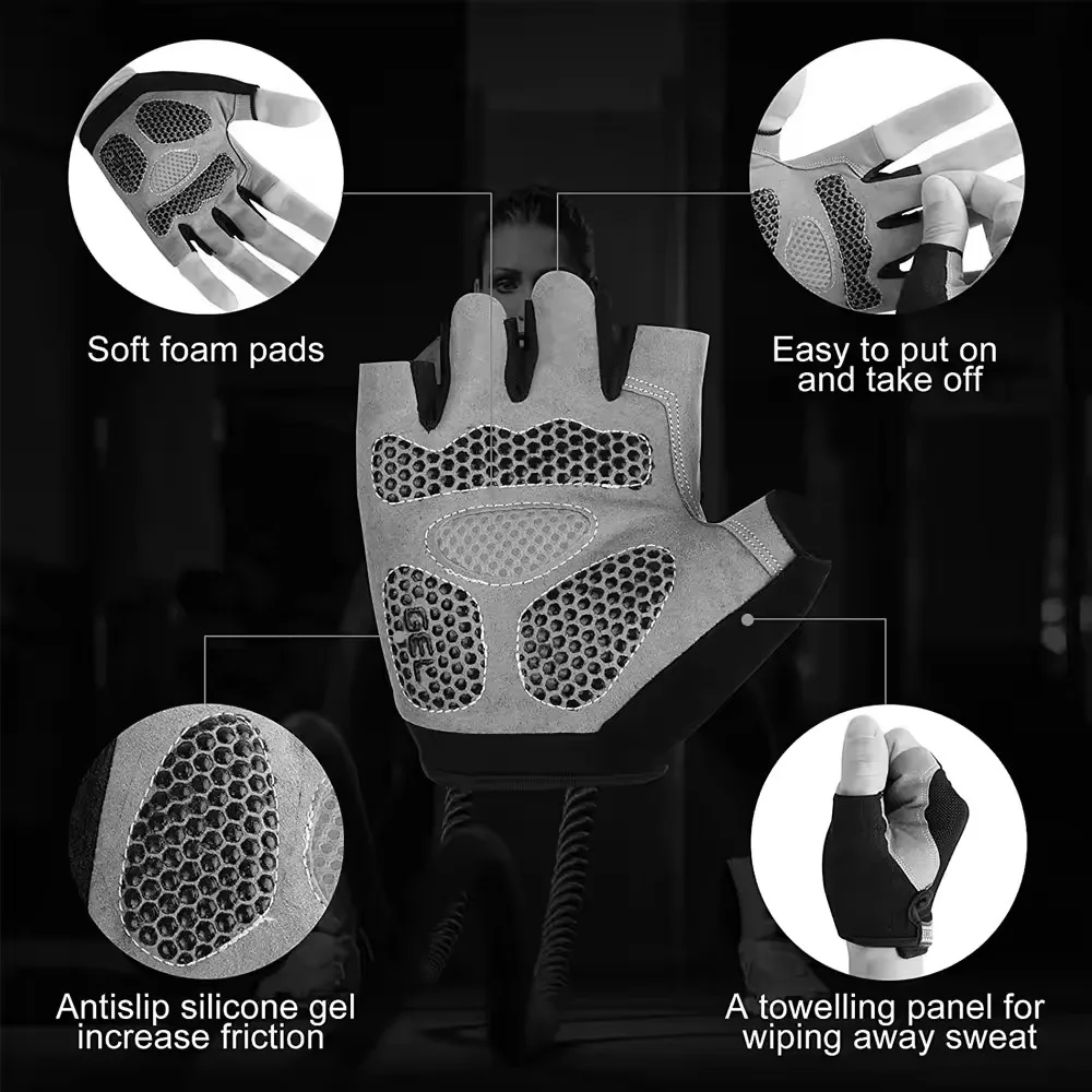 Kids Anti-Slip Cycling Skateboard Gloves Breathable Half-Finger Shock-Absorbing Sports Gloves for Aged 4-12 Summer Spring