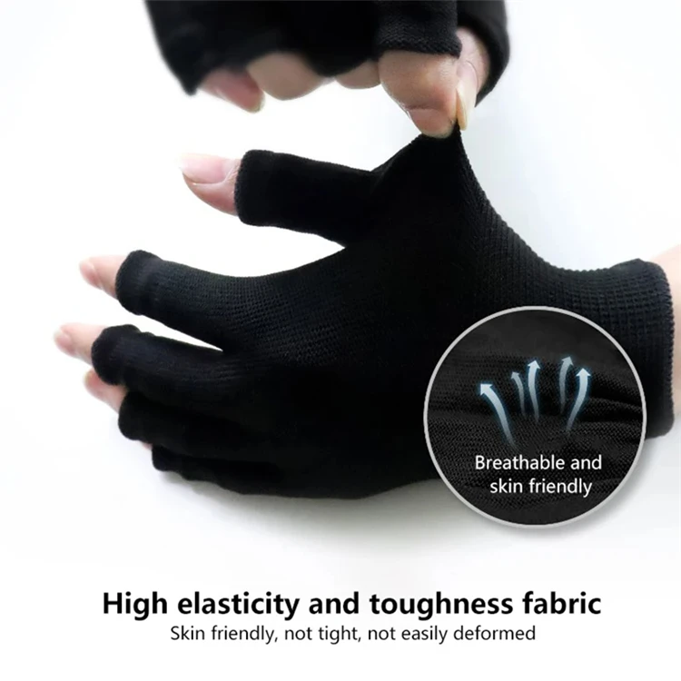 Men Women Half Finger Fingerless Gloves Knitted Warm Wear Resistant Anti-slip Wrist Support Soft Comfortable Working Daily Use