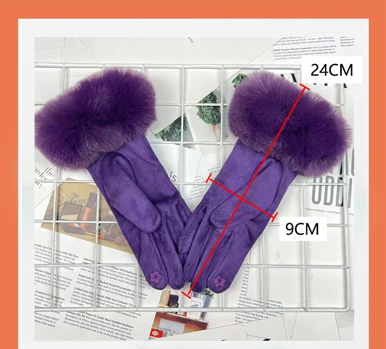 Autumn Winter Women Cute Furry Warm Full Finger Mittens Female Outdoor Cycling Lady Thick Faux Fur Fashion Touch Screen Gloves