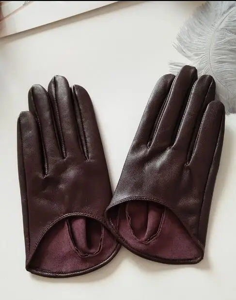 Women's Natural Leather Gloves Female Genuine Suede Leather Brief Dancing Motorcycle Driving Gloves R751