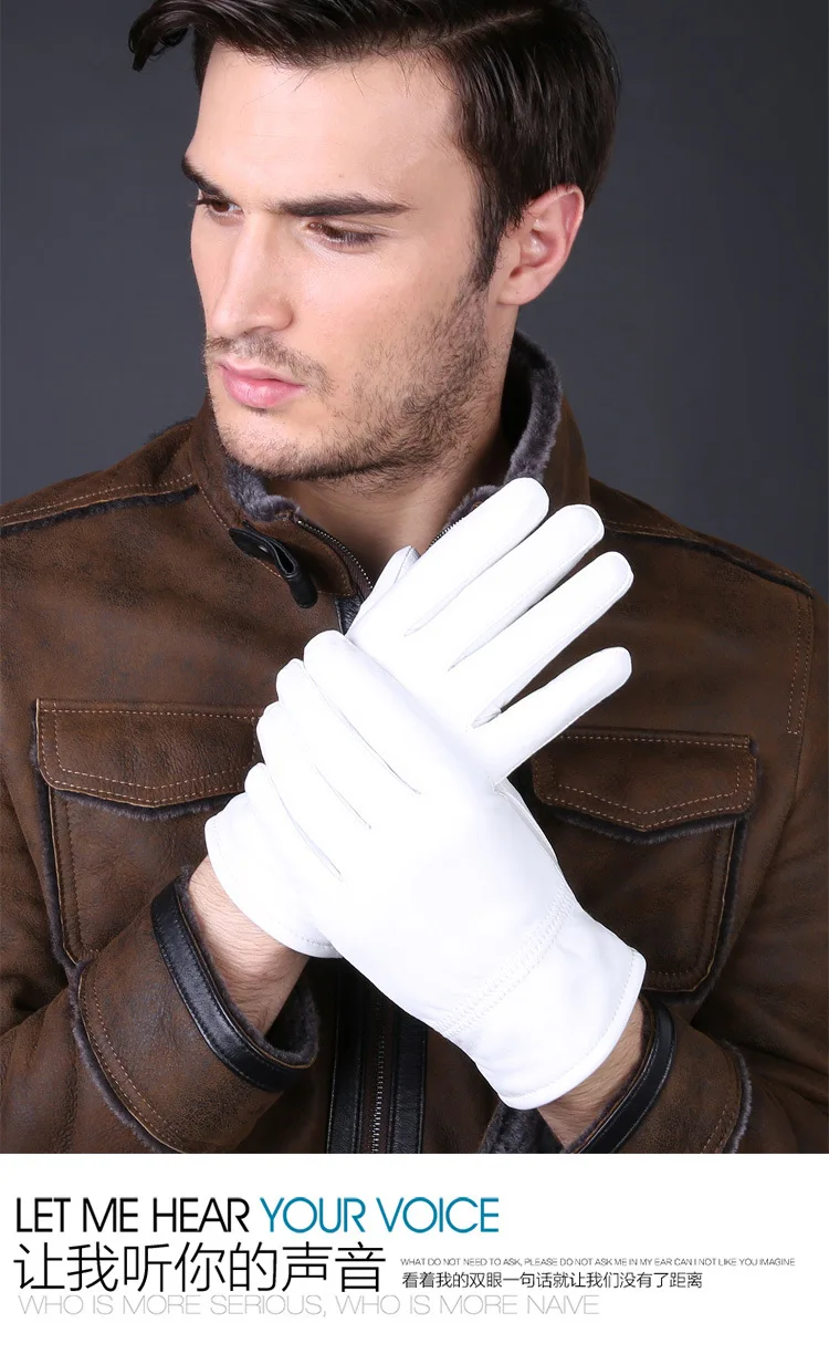 Fashion Genuine Leather White Gloves For Women Man Solid Wrist Buttons Female Lambskin Driving Glove 2025