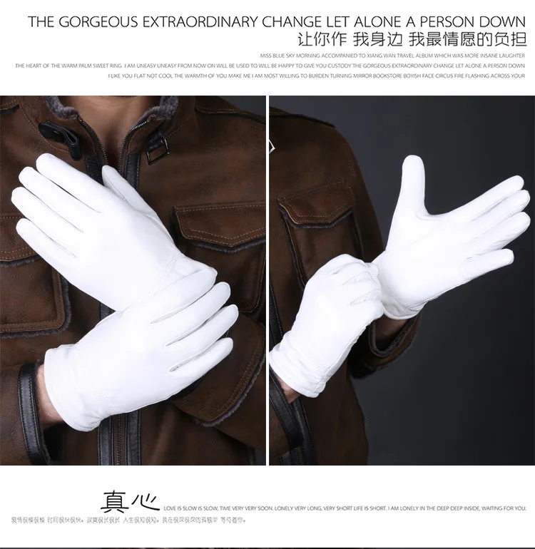 Fashion Genuine Leather White Gloves For Women Man Solid Wrist Buttons Female Lambskin Driving Glove 2025