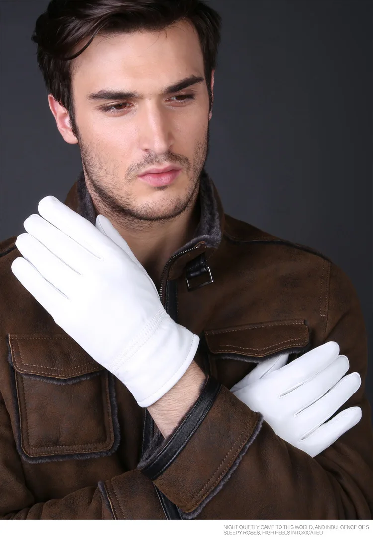 Fashion Genuine Leather White Gloves For Women Man Solid Wrist Buttons Female Lambskin Driving Glove 2025