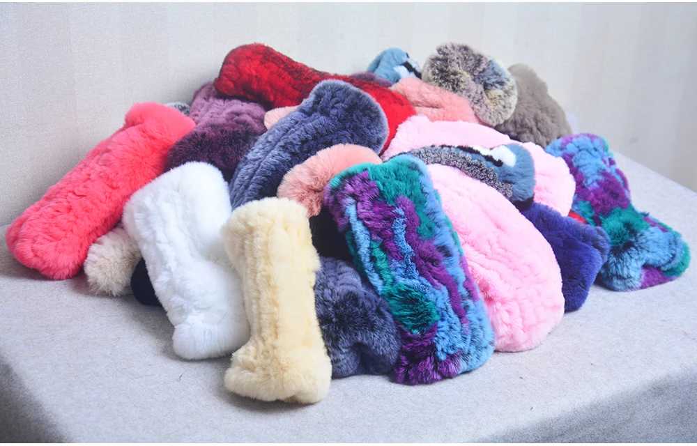 New Style Winter Girl Natural Real Rex Rabbit Fur Gloves Good Elastic Knitted Rabbit Fur Mittens Lady Real Rex Rabbit Fur Gloves