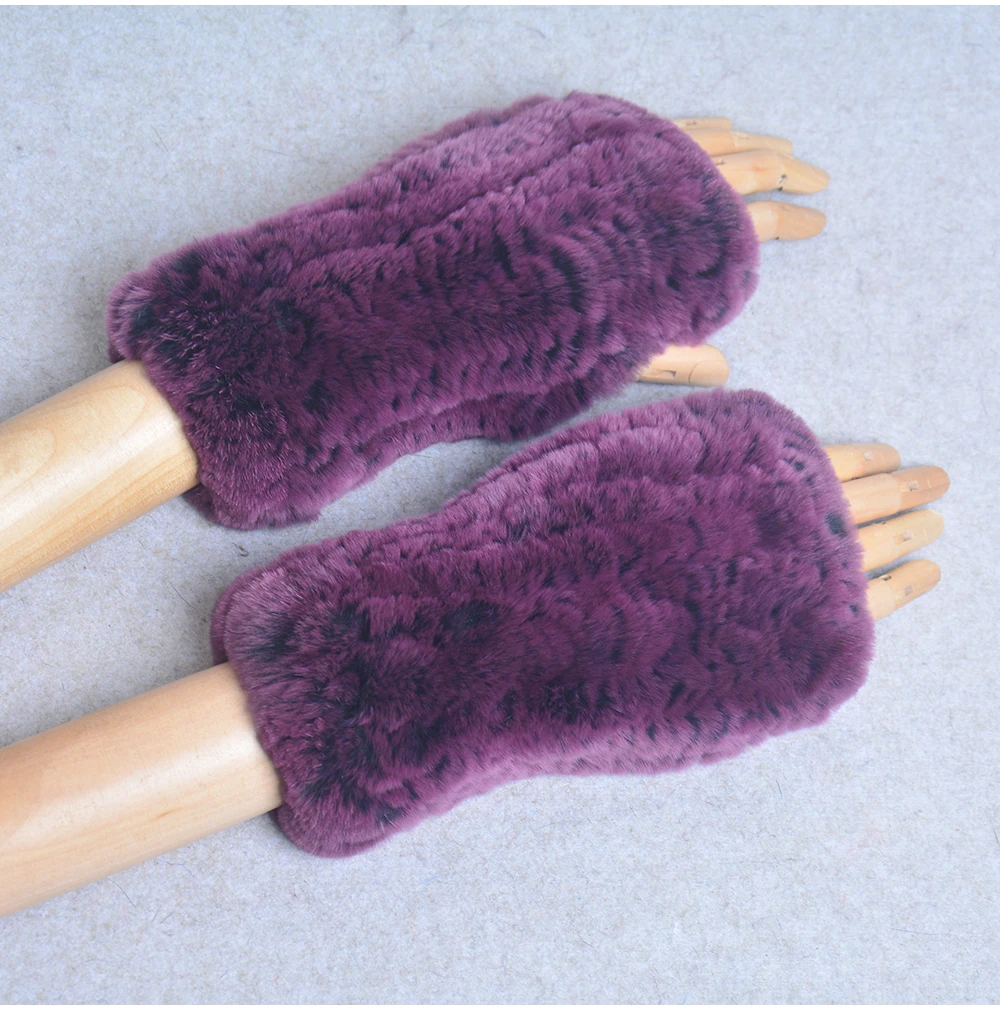 New Style Winter Girl Natural Real Rex Rabbit Fur Gloves Good Elastic Knitted Rabbit Fur Mittens Lady Real Rex Rabbit Fur Gloves
