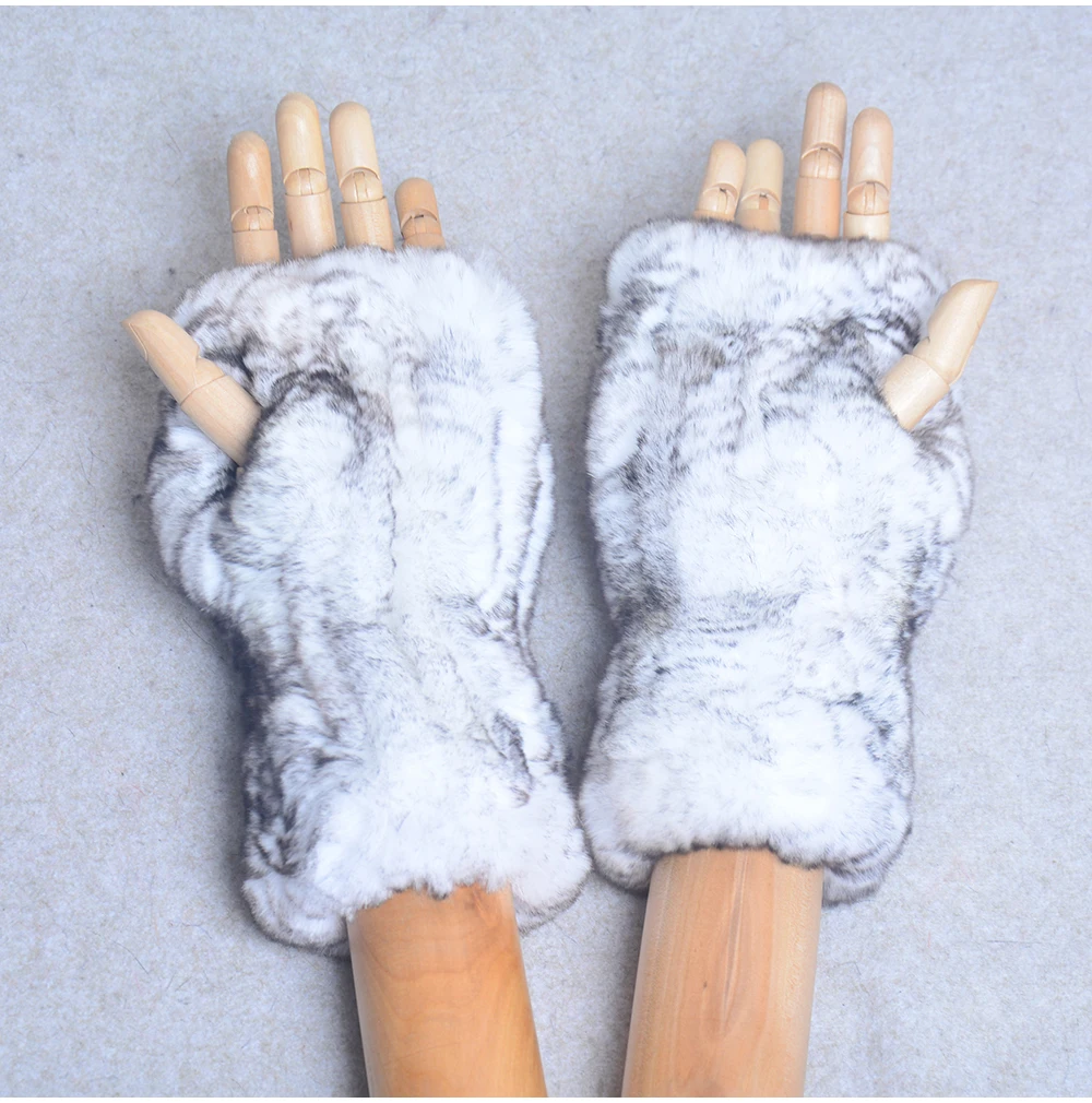 New Style Winter Girl Natural Real Rex Rabbit Fur Gloves Good Elastic Knitted Rabbit Fur Mittens Lady Real Rex Rabbit Fur Gloves
